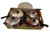 (2) Revere Ware Pots with Covers and Assorted