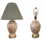 Pair of 25.5” Painted Glass Lamps