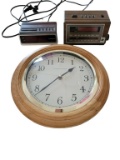(2) Vintage Alarm Clocks & Wall Clock