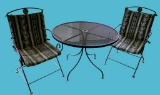 Round Iron Outdoor Table and (2) Chairs with