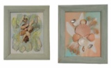 (2) Framed Original Seashell Art-10.5” x 12.75”