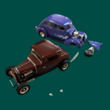 (2) Assembled Model Cars--Hot Rods, (1) Plastic