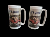 (2) Thermo-Serv Vintage Jeep Plastic Mugs