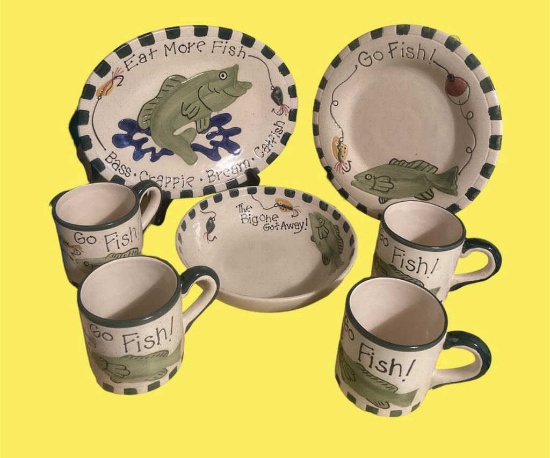 “Go Fish” Oval Platter, Round Platter, Serving