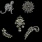 (5) Vintage Rhinestone Pins