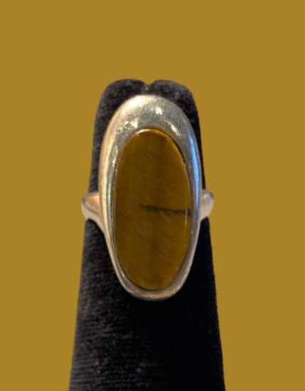 Sterling Silver Tiger's Eye Ring--Size 5 1/2