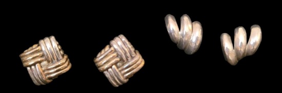 (2) Pair of Sterling Silver Clip On Earrings--