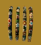 (4) Vintage Cloisonne Hinged Bracelets
