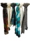 (6) Long Scarves: Velvet, Cashmere, Silk, etc