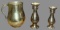 Brass Pitcher Marked “B” on Top and (2) Brass
