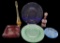 Assorted Colored Glass Items: (2) Ashtrays,