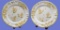 (2) Hand Painted Feston Plates with Moustiers -