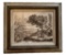 Framed Original Old Engraving Pastorale by C