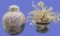 (2) Asian Ceramic Planters with Silk Arrangement