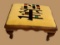 Wooden Footstool with Chinese Writing