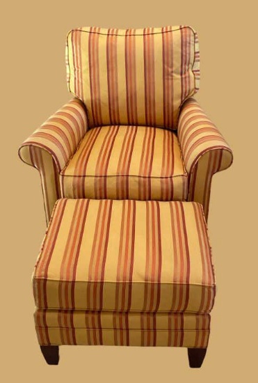Upholstered Chair and Matching Ottoman by Hancock