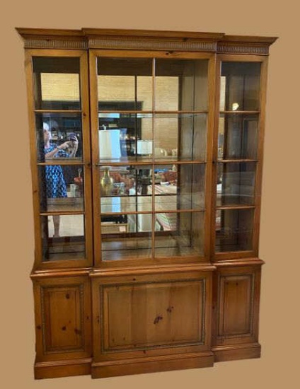 Lighted Pine China Cabinet by Kittinger--Three