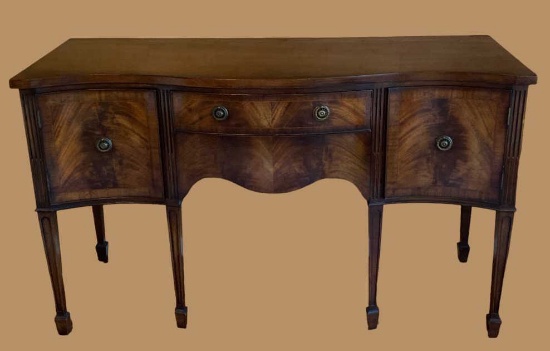 Mahogany Serpentine Front Buffet with Brass