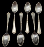 (6) Antique German Silver Teaspoons Marked 800