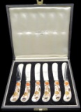 (6) Porcelain Handle Cheese Spreaders w/Box by