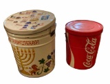 Coca Cola Tin and Happy Hanukah Tin