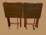 (4) Wooden TV Trays on (2) Stands