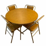 Round Samsonite Card Table & (4) Chairs