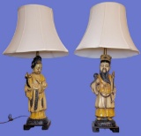 Pair of Chinese Style Lamps in the Form of Male