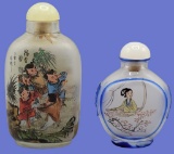 (2) Chinese Glass Snuff Bottles--20th Century