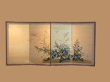 4-Panel Hand-Painted and Signed Folding Japanese