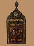 Persian Antique Mirror on Black Lacquer Ground