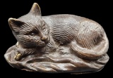 Small Bronze Sleeping Cat Sculpture