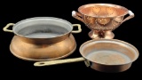 (3) Copper Items:  2-Handle Pot, Skillet,