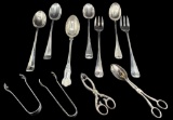Assorted Silver Plate Serving Spoons and Tongs