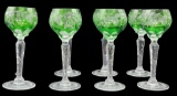 (7) Green Cut to Clear Cordials--4 3/4