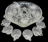 Early American Prescut Punch Bowl, (12) Punch