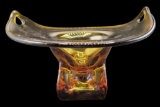 Amber Glass Footed 2-Handle Bowl--Made in