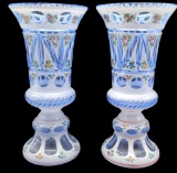 Pair of Antique Cut To Clear Glass Vases with