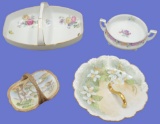 (4) Assorted China Items: 2-Handled Footed Dish 5