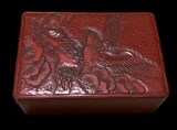 Red Hand-Carved Lacquer Ware Covered Box--13