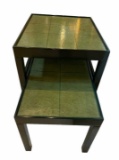 (2) Stacking Tables with Green Leather Top--20