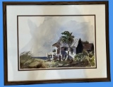 Framed, Matted, and Signed Watercolor Painting b