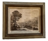 Framed Original Old Engraving Pastorale by