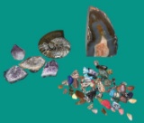 Assorted Crystals and Fossils Including 3 Geode