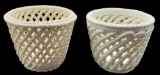 (2) Ceramic Flower Pots--Made in Spain--6 1/2
