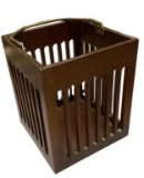 Decorative Wooden Basket with Brass Handle - 10”