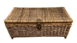 Straw Trunk With Metal Handles, Hinges, and