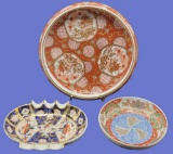 (3) Porcelain Items: Gold Imari, Hokutosha, etc