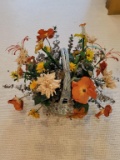 Basket with Artificial and Beaded Flowers - 13” x