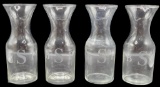 (4) Glass Carafes Etched “BSP”